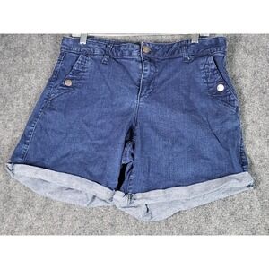 Lane Bryant Denim Shorts Cuffed Dark‎ Wash Casual Everyday Women Sz 12 Summer